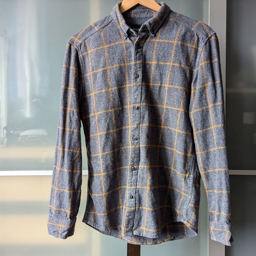 ✴️SALE✴️Only & Sons Slim fit Button Up Shirt 'SALVIAN' in Mottled Blue - Mens M